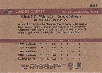 2001 Fleer Tradition #441 Andre Carter Back