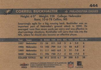 2001 Fleer Tradition #444 Correll Buckhalter Back