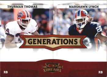 2008 Donruss Threads - Generations #G-2 Thurman Thomas / Marshawn Lynch  Front