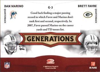 2008 Donruss Threads - Generations #G-3 Dan Marino / Brett Favre  Back