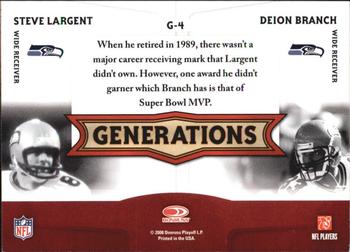 2008 Donruss Threads - Generations #G-4 Steve Largent / Deion Branch  Back