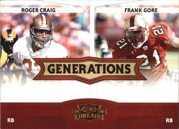 2008 Donruss Threads - Generations #G-5 Roger Craig / Frank Gore  Front
