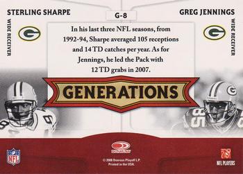 2008 Donruss Threads - Generations #G-8 Sterling Sharpe / Greg Jennings  Back