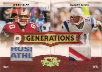 2008 Donruss Threads - Generations Materials Prime #13 Jerry Rice / Randy Moss Front