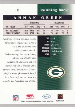 2001 Leaf Certified Materials #2 Ahman Green Back