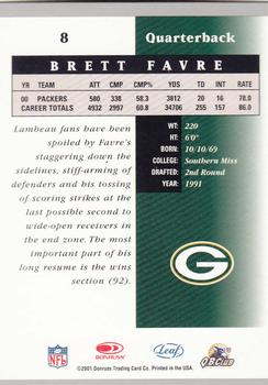2001 Leaf Certified Materials #8 Brett Favre Back