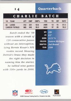2001 Leaf Certified Materials #14 Charlie Batch Back