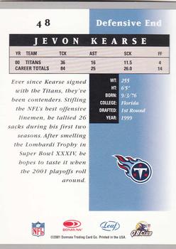 2001 Leaf Certified Materials #48 Jevon Kearse Back