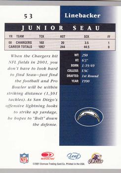 2001 Leaf Certified Materials #53 Junior Seau Back
