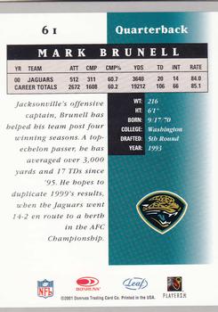 2001 Leaf Certified Materials #61 Mark Brunell Back