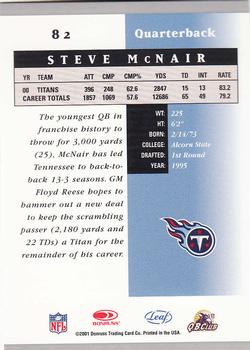 2001 Leaf Certified Materials #82 Steve McNair Back