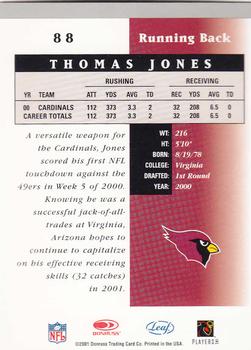 2001 Leaf Certified Materials #88 Thomas Jones Back