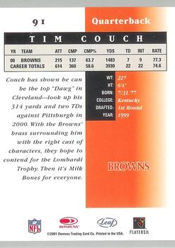 2001 Leaf Certified Materials #91 Tim Couch Back