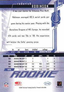 2001 Leaf Rookies & Stars #103 Roderick Robinson Back
