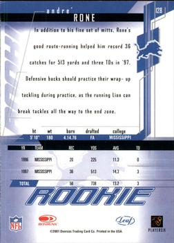 2001 Leaf Rookies & Stars #128 Andre Rone Back
