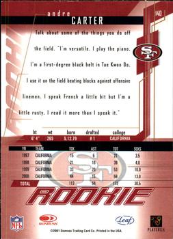 2001 Leaf Rookies & Stars #140 Andre Carter Back