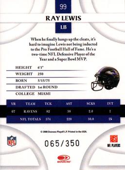 2008 Donruss Threads - Retail Blue #99 Ray Lewis Back
