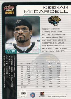 2001 Pacific #196 Keenan McCardell Back