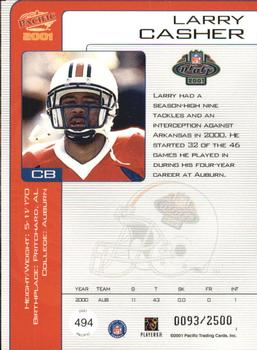 2001 Pacific #494 Larry Casher Back