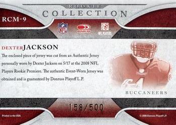2008 Donruss Threads - Rookie Collection Materials #RCM-9 Dexter Jackson Back
