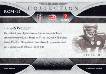 2008 Donruss Threads - Rookie Collection Materials #RCM-12 Limas Sweed Back