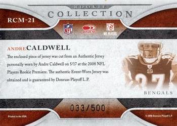 2008 Donruss Threads - Rookie Collection Materials #RCM-21 Andre Caldwell Back