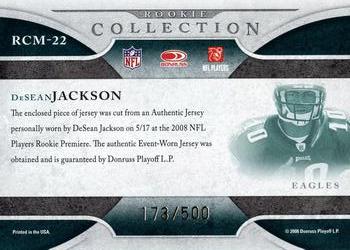 2008 Donruss Threads - Rookie Collection Materials #RCM-22 DeSean Jackson Back