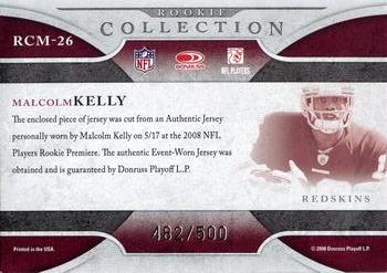 2008 Donruss Threads - Rookie Collection Materials #RCM-26 Malcolm Kelly Back