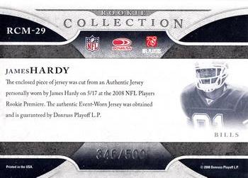 2008 Donruss Threads - Rookie Collection Materials #RCM-29 James Hardy Back