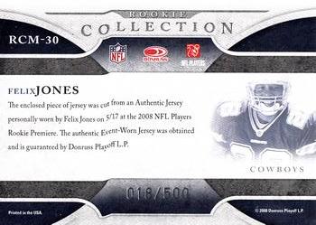 2008 Donruss Threads - Rookie Collection Materials #RCM-30 Felix Jones Back