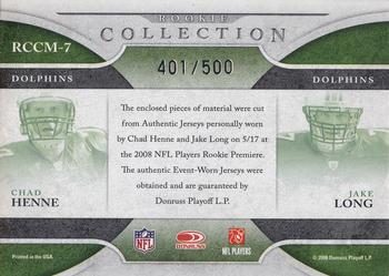 2008 Donruss Threads - Rookie Collection Materials Combo #RCCM-7 Chad Henne / Jake Long Back