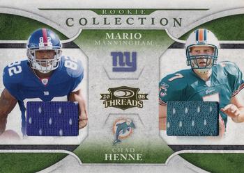 2008 Donruss Threads - Rookie Collection Materials Combo #RCCM-12 Mario Manningham / Chad Henne Front