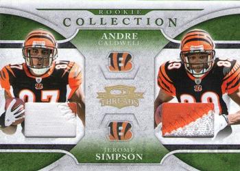 2008 Donruss Threads - Rookie Collection Materials Combo Prime #RCCM-4 Andre Caldwell / Jerome Simpson Front