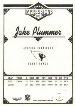 2001 Pacific Canvas Impressions #5 Jake Plummer Back
