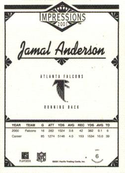 2001 Pacific Canvas Impressions #6 Jamal Anderson Back