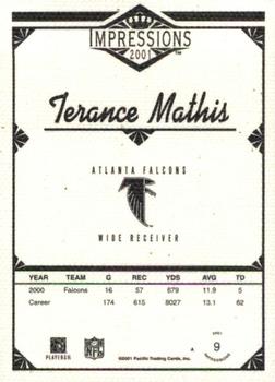 2001 Pacific Canvas Impressions #9 Terance Mathis Back