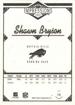 2001 Pacific Canvas Impressions #15 Shawn Bryson Back