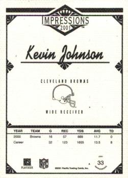 2001 Pacific Canvas Impressions #33 Kevin Johnson Back