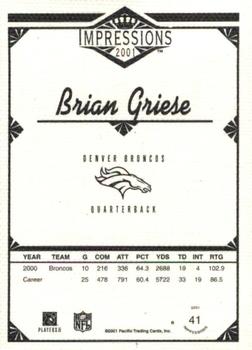 2001 Pacific Canvas Impressions #41 Brian Griese Back