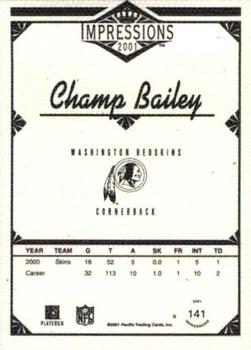 2001 Pacific Canvas Impressions #141 Champ Bailey Back