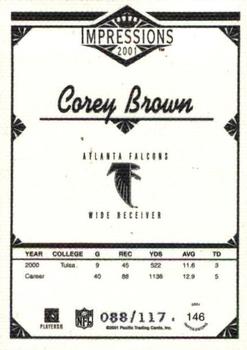 2001 Pacific Canvas Impressions #146 Corey Brown Back