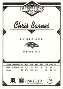 2001 Pacific Canvas Impressions #150 Chris Barnes Back