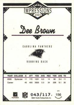 2001 Pacific Canvas Impressions #156 Dee Brown Back