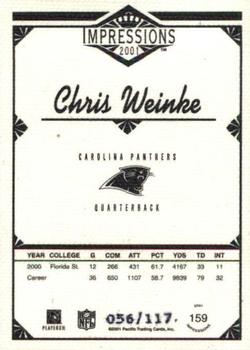 2001 Pacific Canvas Impressions #159 Chris Weinke Back