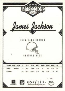 2001 Pacific Canvas Impressions #165 James Jackson Back