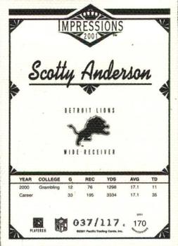 2001 Pacific Canvas Impressions #170 Scotty Anderson Back