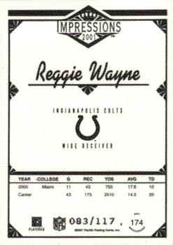 2001 Pacific Canvas Impressions #174 Reggie Wayne Back