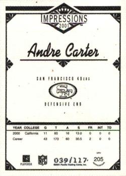 2001 Pacific Canvas Impressions #205 Andre Carter Back