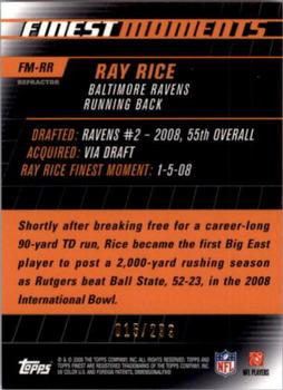 2008 Finest - Moments Blue Refractors #FM-RR Ray Rice Back