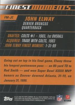 2008 Finest - Moments Refractors #FM-JE John Elway Back